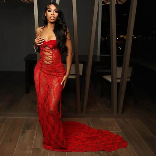 2026 women's new lace strapless strap backless sexy dress