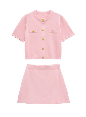 two-piece set 2025 new Fashion women's knitted sweater skirt