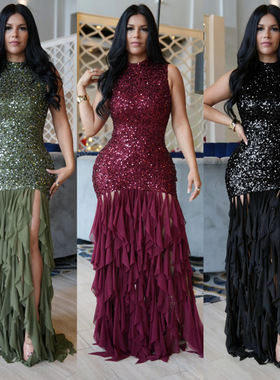 Elegant fashion women's clothing sexy fitted patchwork dress