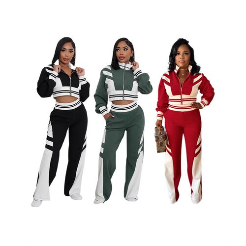 2026Women's Fashion New High Collar Zipper Top Two Piece Set