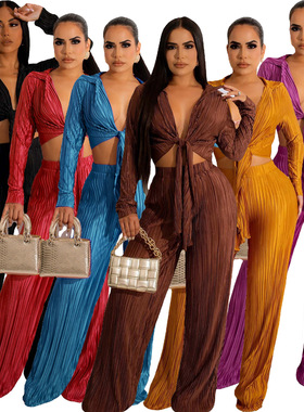 2024 New style jacket lace up pleated sexy casual suit eBay