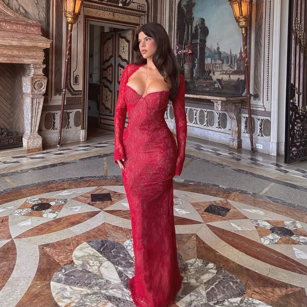 lace shawl top sexy strapless fishtail skirt two-piece set