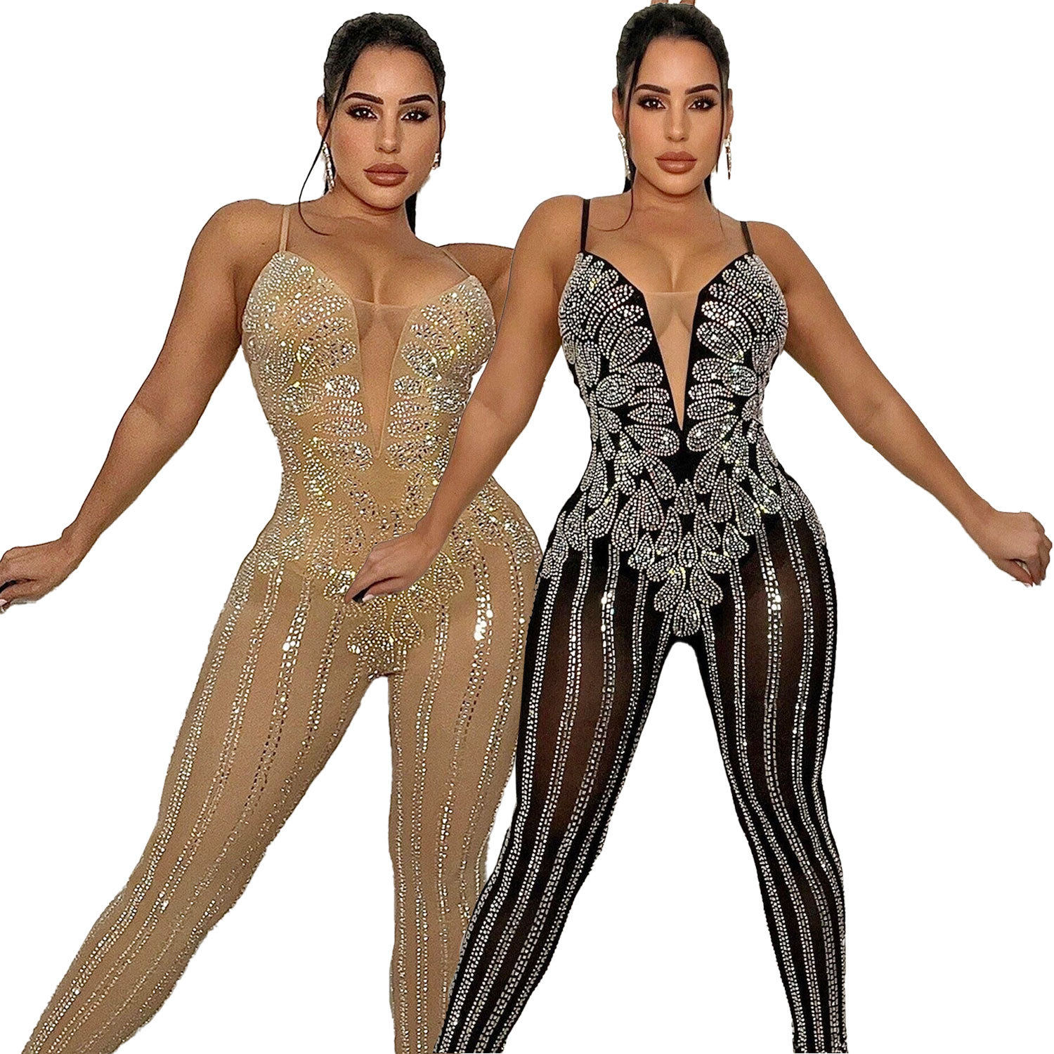 2024 sexy suspender hot drill Jumpsuit Nightclub clothes