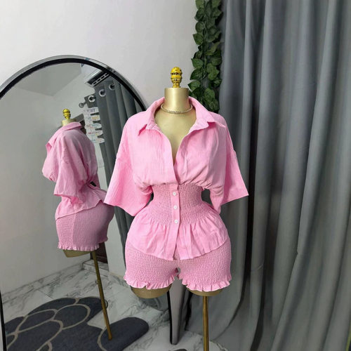 2026 New Collar Shirt Shorts Fashion Casual Two Piece Set