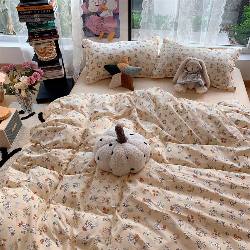ins北欧草莓床上用品四件套韩版简约床单被套单人学生宿舍三件套4