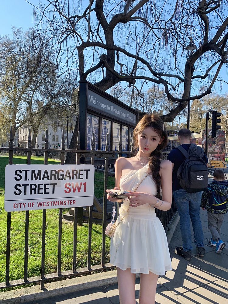 Pure Off-Shoulder Ruffles Ruched Bodycon Slim Looking Dress White Fairy Dress Beach Vacation Dress Short