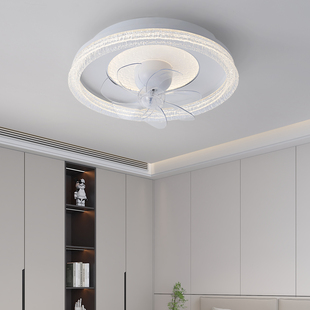 2025新款 卧室风扇灯高级感轻奢水晶高档灯具房间吸顶灯摇头全光谱