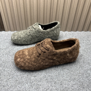 撤柜处理内增高加绒毛毛鞋女2025冬季新款毛绒保暖舒适百搭博肯鞋