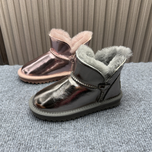 断码处理真皮防水儿童雪地靴2025冬季新款羊毛筒时尚保暖东北棉鞋