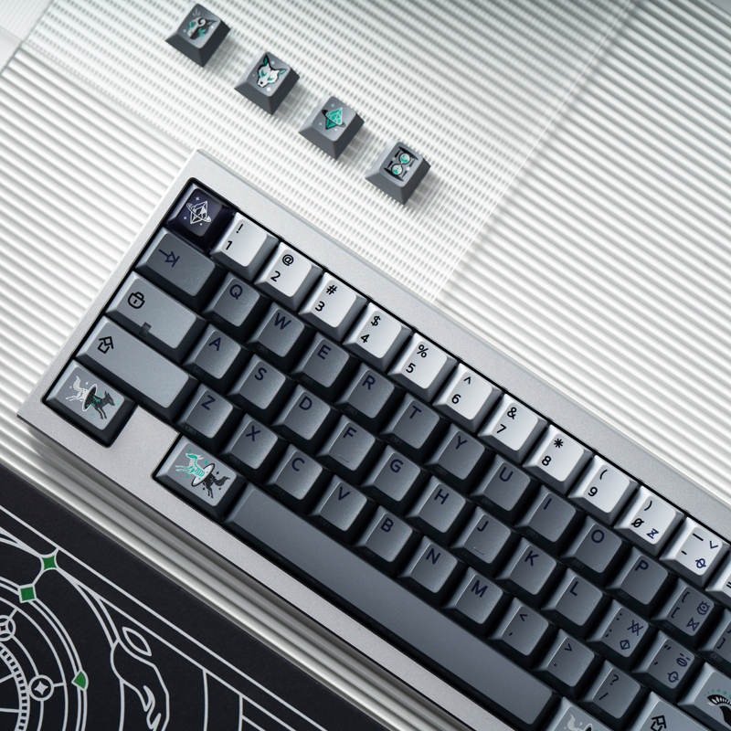 边界秘银客制化机械键盘键帽PBT+个性透明光68/87wooting夜魔extr