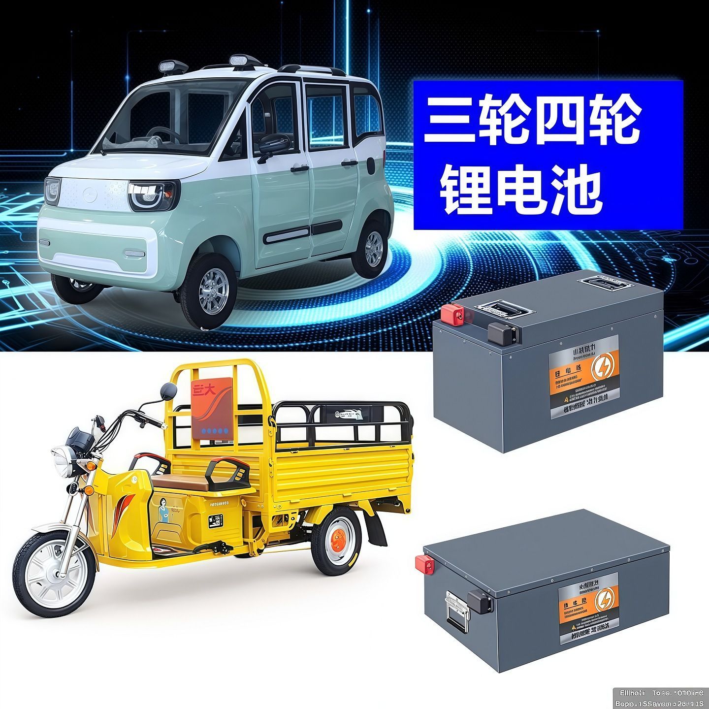 三四轮车电瓶48v60v72v电动车锂电池低速四轮车磷酸铁锂电池宁德