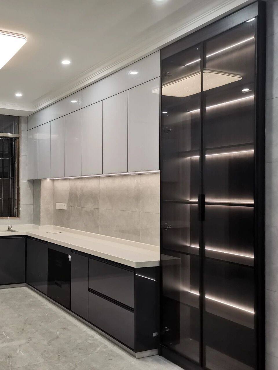 隐框门3c钢化玻璃 橱柜门定做 晶钢门板 厨房金刚门订做隐形边框