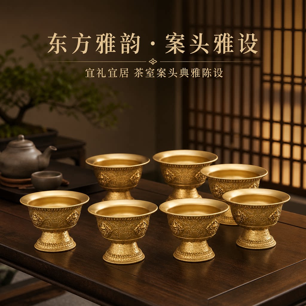 藏式精工黄铜供水杯七供杯套装