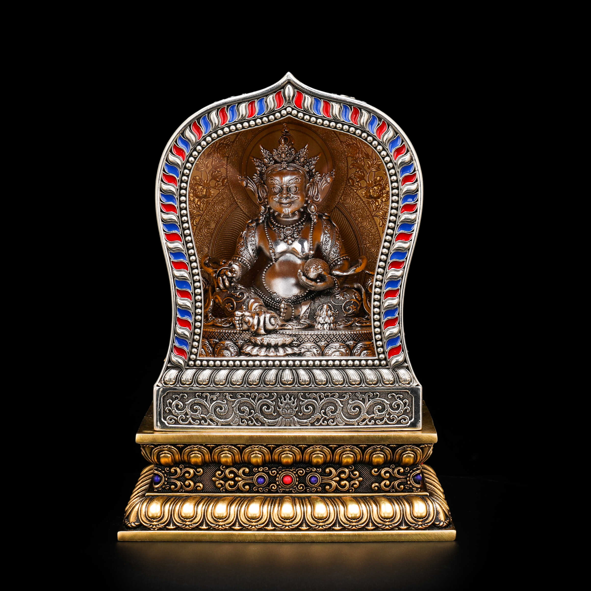 精品纯铜八吉祥嘎乌盒十厘米佛像通用佛台十相自在随身旅行携带
