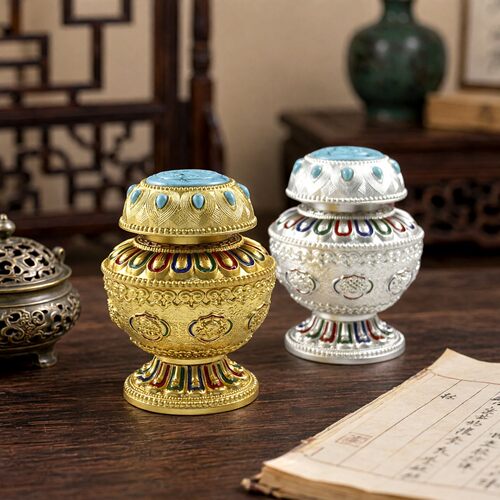 合金八吉祥供奉摩尼宝宝瓶甘露瓶