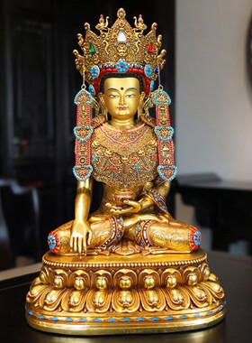 黄铜全鎏金觉沃佛等身佛像摆件