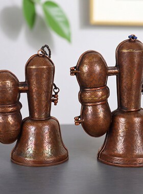 尼泊尔手工紫铜金刚铃杵套收纳盒