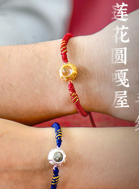 纯银s925莲花圆嘎乌盒手绳手链