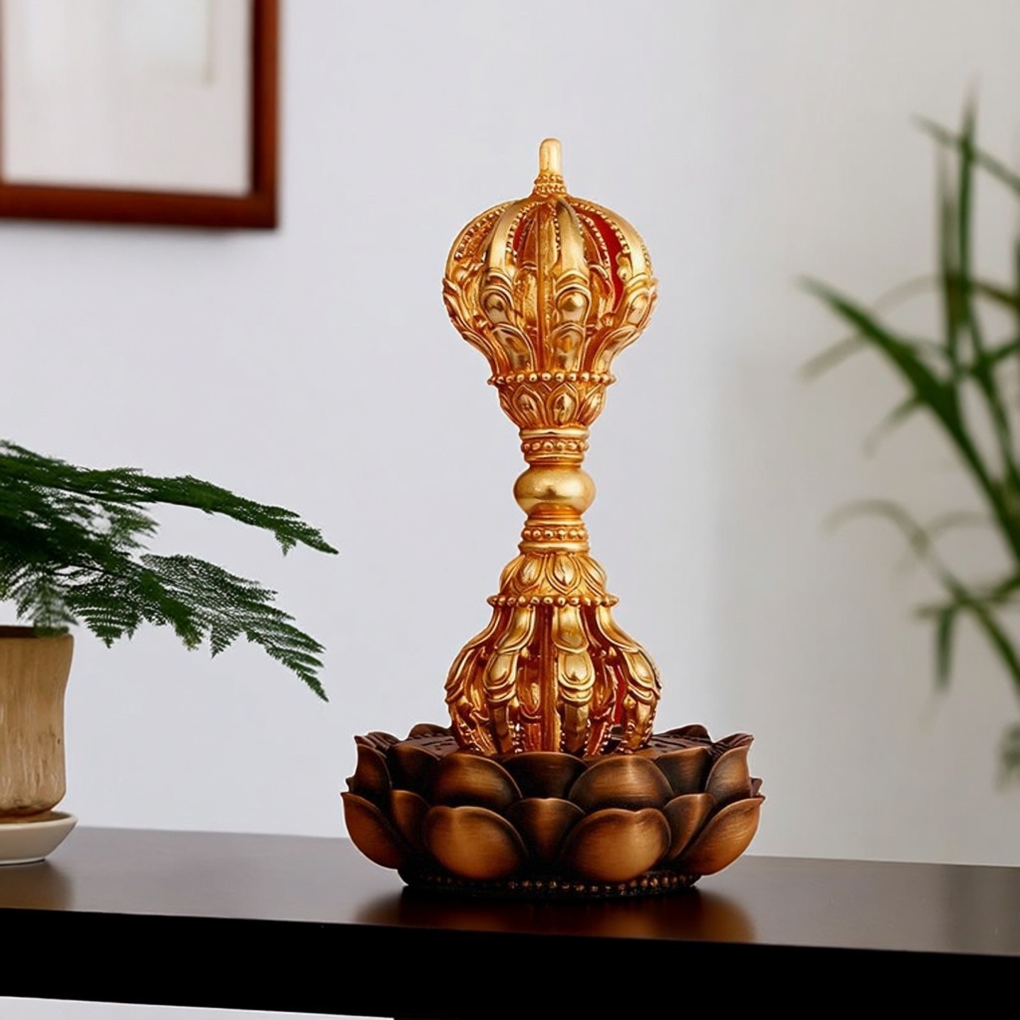 纯全铜金刚杵底座通用莲花底座