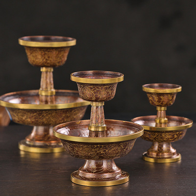 尼泊尔手工铜制雕花护法杯摆件