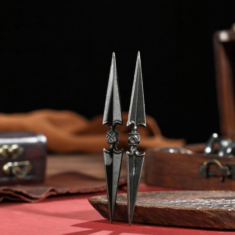 双头纯铁打造精工普巴金刚橛金刚杵法器普巴撅摩羯杵家用供奉摆件