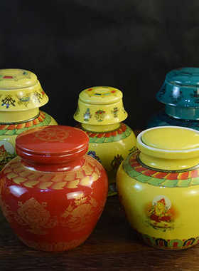 藏式民族用陶瓷宝瓶装藏空瓶八吉祥龙王地藏大号中号小号量大从优