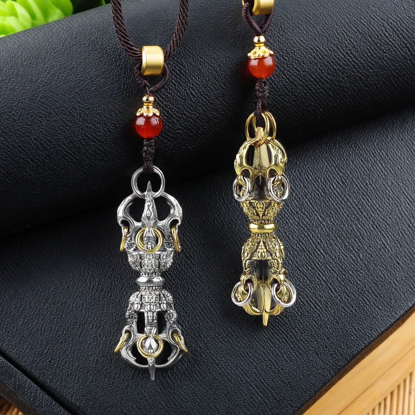 S925银做旧复古帕拉杵王吊坠挂坠五股金刚杵愤怒莲师项坠银铜可选