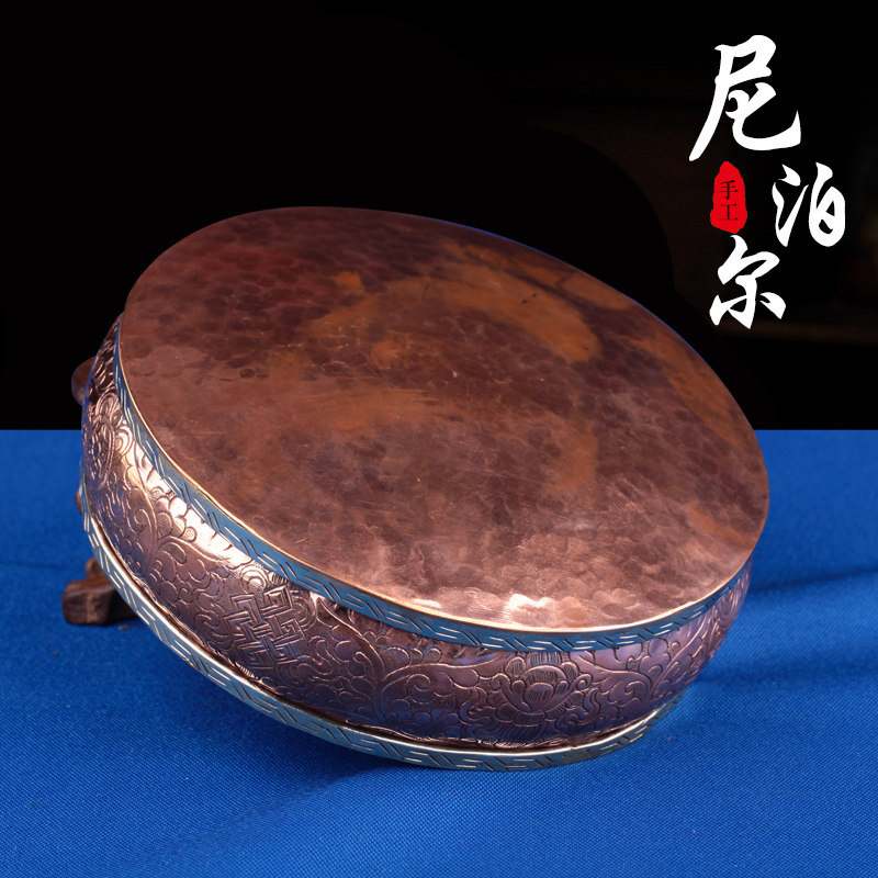 尼泊尔曼扎盘纯铜纯手工修盘密宗曼达盘底基盘供修曼茶15cm