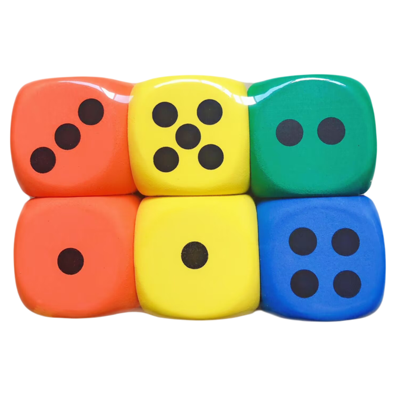 8cm 圆角骰子儿童教玩具研磨六面趣味泡沫棉方块筛子点数骰子色子