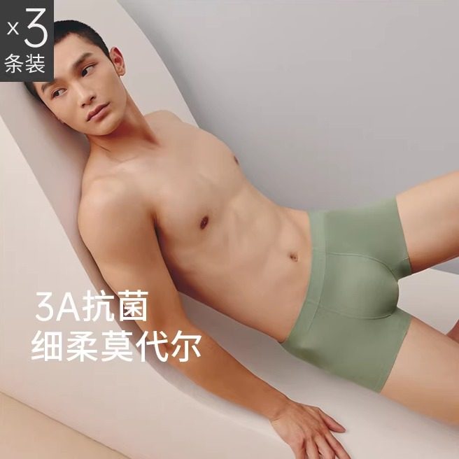 [3条装]三枪内裤男莫代尔冰丝凉感内裤男生新品无痕抗菌男平脚裤