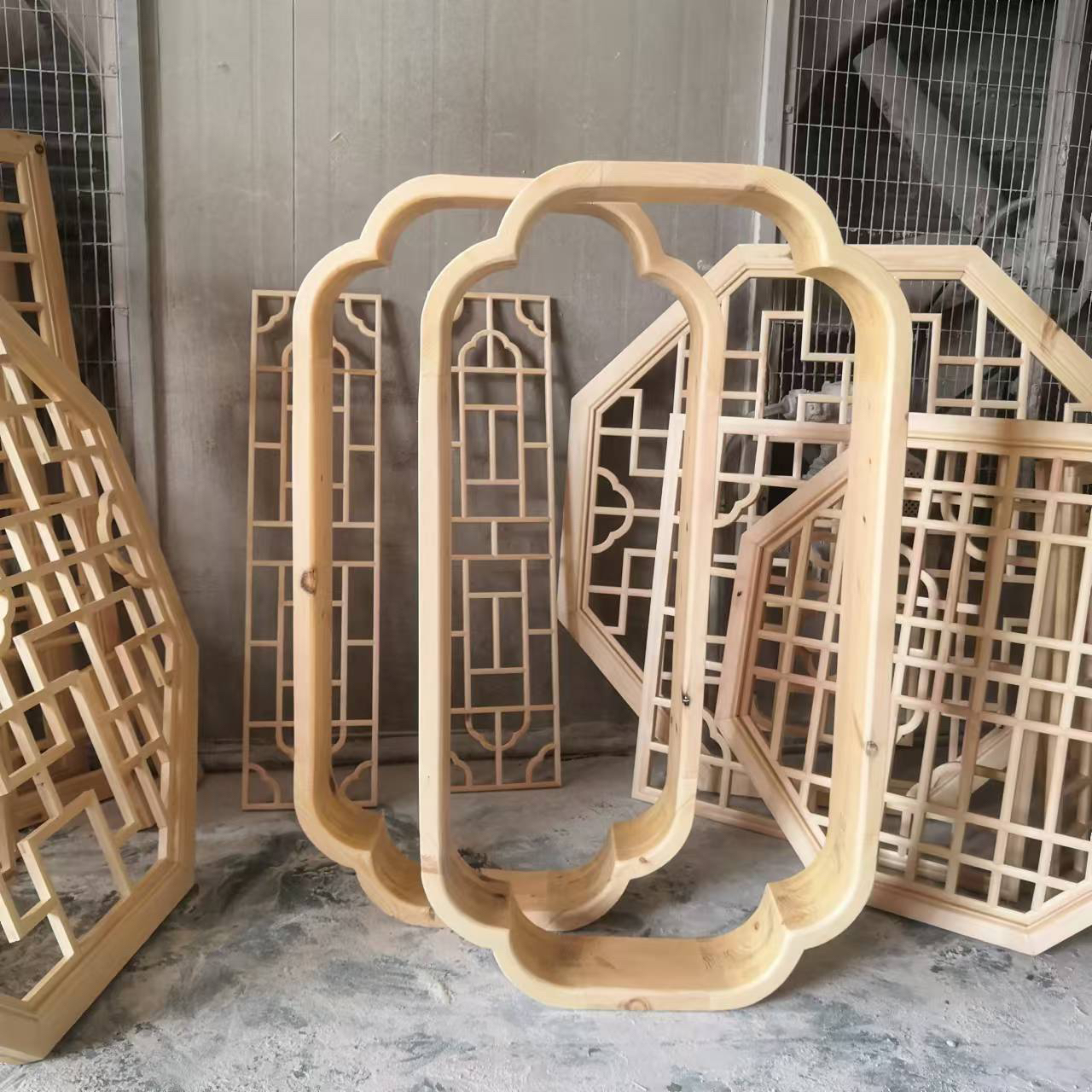 宋代美学花窗茶室隔断镂空装饰中式实木海棠窗客厅入户玄关小轩窗