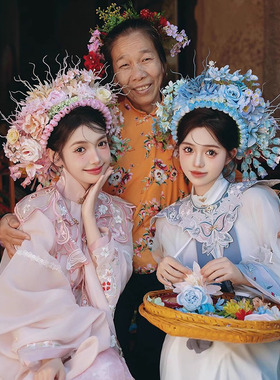 成品泉州浔浦女簪花头饰民族风头簪高端仿真鲜花发箍簪花新款头饰