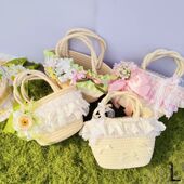 田园Lolita蕾丝草编包包森系洛丽塔花朵度假草包软妹斜挎手提小包
