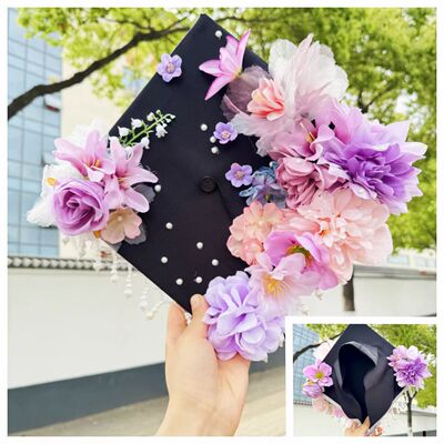 学士帽装饰学士毕业帽装饰簪花仿真花大学生硕士博士帽成品