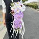 紫色瀑布手捧花仿真花高级新娘结婚当天摄影拍照假花束保湿 玫瑰花