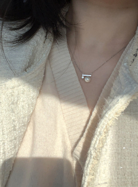 【温柔】气质珍珠平衡木s925纯银项链锁骨链小众设计感