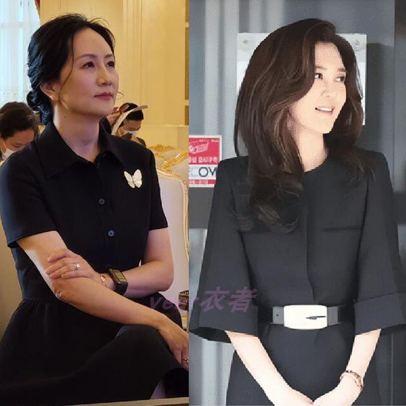 广帛a型黑色时尚连衣裙