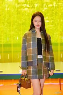 明星赵今麦刘浩存同款冬春格子纹羊毛呢料外套短裙套装夹克时尚女