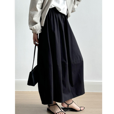 夏季黑色A字大摆显瘦半身裙