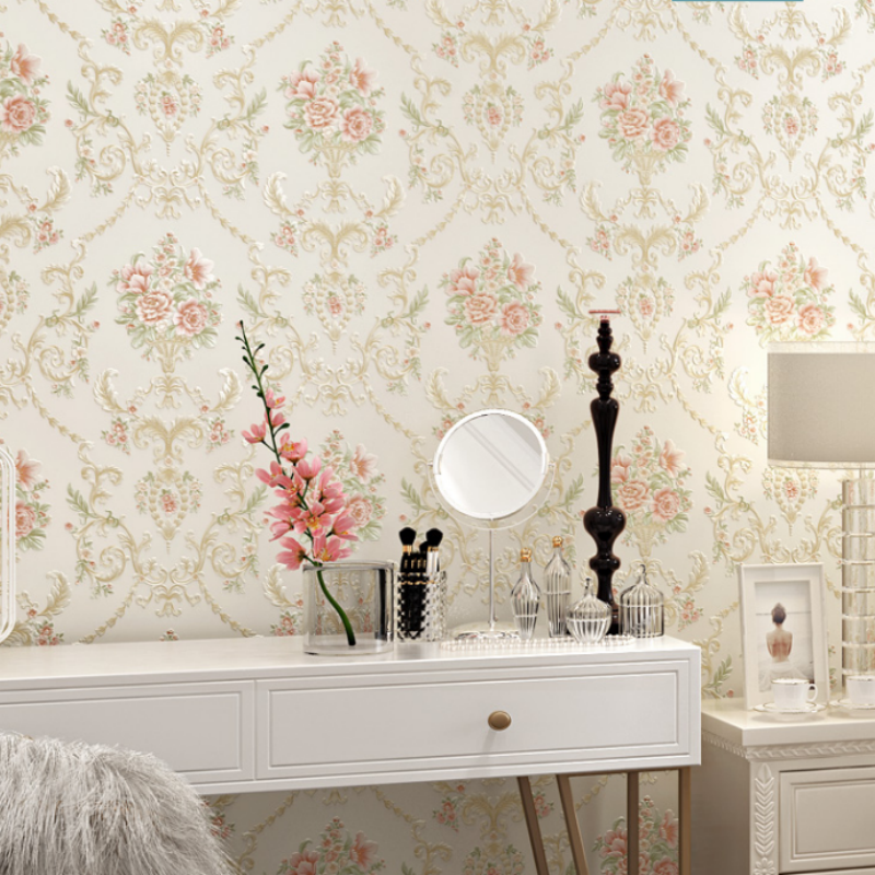美式田园花墙纸自粘3D立体精压无纺布壁纸卧室房间客厅背景墙贴纸,家装主材,自贴墙纸/自粘墙纸,淘宝优惠券,粉丝福利购,淘宝优惠卷