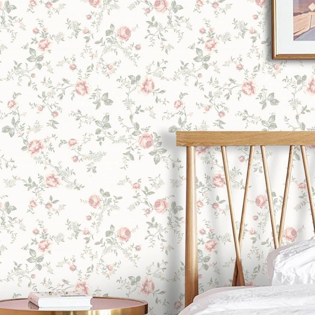 美式田园小碎花墙纸自粘防水防潮温馨卧室女孩房间背景墙法式壁纸