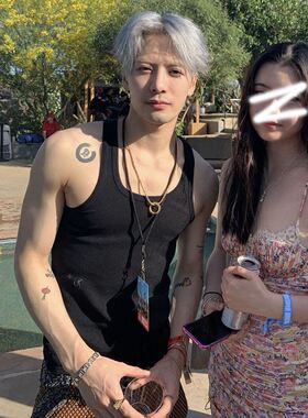 欧代王嘉尔同款美式纯色背心男士夏季坎肩内搭修身运动无袖打底t