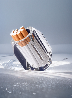 水晶烟罐烟盅 水晶玻璃烟盒烟筒烟缸欧式高档创意酒店KTV用品实用