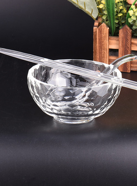 高档水晶玻璃碗勺子面膜碗套装无铅中国风餐具家用玻璃筷子燕窝汤