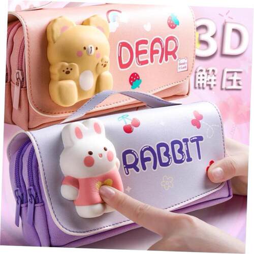 Cute Cat Decompression Pencil Case Big Pencil Box Portable G