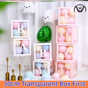 Baby Shower Decorations Boy Girl 30cm Transparent Box First