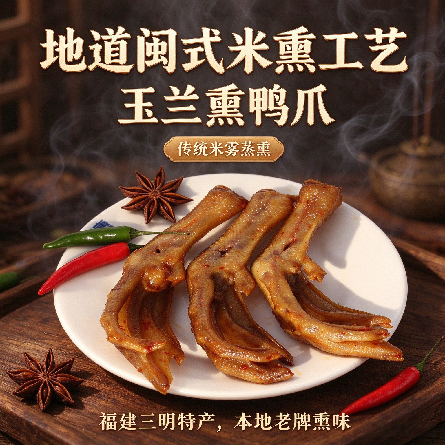三明熏鸭爪林玉兰熏鸭爪老卤鸭爪零食福建三明特产鸭脖鸭翅鸭架