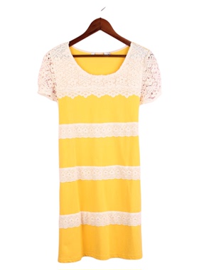 【徐08】100SYMM159库存剪标女夏圆领短袖修身条纹蕾丝孕妇连衣裙