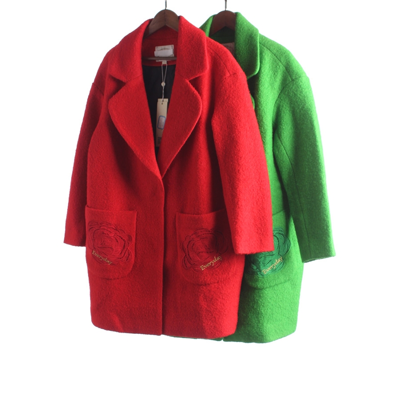 【徐12】灵系列160LD084库存秋冬季女宽松中长毛呢大衣外套