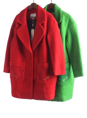 【徐12】灵系列160LD084库存秋冬季女宽松中长毛呢大衣外套